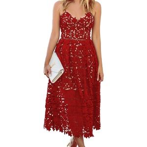 V-Neck Sleeveless Lace Dress Size M